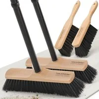 Hausfelder Staubbesen Zimmerbesen + Handbesen, Vorteilspack: 2 x Besen 30cm, 2 x Handfeger, Besen 30 cm, 4teilig mit Drehgewinde