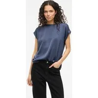 Vila Kurzarmshirt VIELLETTE S/S SATIN TOP - NOOS Kunstfaser, regular fit