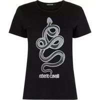 roberto cavalli T-Shirt Firenze Damen RC Monogram Snake-Print Slim Fit Street-Chic-Stil, perfekt für moderne Outfits.