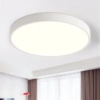 style home LED Deckenleuchte Metall Deckenlampe 12W/24W/36W/48W/96W, Runde/Quadratisch, LED fest integriert, Warmweiß 3000K ohne Fernbedienung, 24W, Ø30*4cm, Weiß, Runde Lampe für Wohnzimmer Schlafzimmer Küche