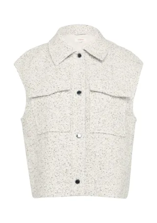 s.Oliver Red Label - Antaillierte Bouclé-Weste mit aufgesetzten Taschen beige - Gr. - 40