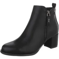 Ital-Design Damen Stiefelette mit Blockabsatz und Reißverschluss Stiefelette (92125500) Blockabsatz Stiefeletten in Schwarz