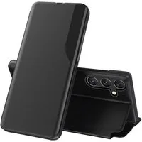 Wigento Handyhülle Für Samsung Galaxy A17 5G / 4G Magnetische Flip Hülle Window Schwarz, Flip Case mit Sichtfenster und Standfunktion