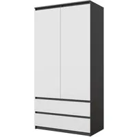 Furnica Kleiderschrank Anthrazit 90 cm mit 2 Türen und 2 Schubladen-Wohn-für das Schlafzimmer