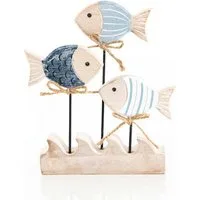 Logbuch-Verlag Dekofigur Maritime Dekoration Fische Figur aus Holz 16,5 cm