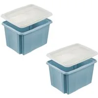 keeeper Aufbewahrungsbox Emil, Box mit Deckel, 2er Set, 30 L, 45 x 35 x 27 cm (Set, 2 St), ineinander und aufeinander stapelbar