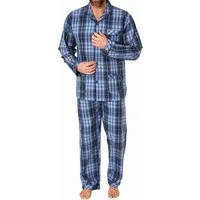 Normann Pyjama Herren Schlafanzug lang Pyjama gewebt zum Knöpfen in elegante Optik