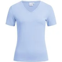 GREIFF T-Shirt Greiff SHIRTS Damen T-Shirt Kurzarm V-Neck Regular-Fit Hellblau