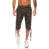Kendindza Cargobermudas 3/4 Bermuda Shorts Herren, Kurze Hose Herren, Cargo Shorts Dehnbund Taschen Capri Cargohose kurz
