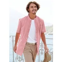 H.I.S Kurzarmhemd, sommerliches Strukturhemd Regular Fit, Stehkragenhemd mit Brusttasche, reine Baumwolle