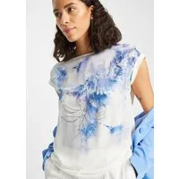 bonprix Blusenshirt figurumspielende Passform, Kurzarm, toller Materialmix