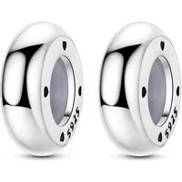 PANDACHARMS Bead Große Silber Stopper mit Herzen für Armband, mit Silikonkern, 2 Stück