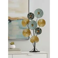LB H&F Lilienburg Dekofigur Deko Objekt Skulptur Dekofigur Aufsteller Tischdeko Dekoration (Design abstrakt hinstellen Geschenk Dekofigur Baum Blätter türkis gold Dekoobjekt Weihnachten Geburtstag Statue Blume schwarz Herbstdeko Tisch Weihnachten Her
