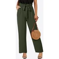 Imily Bela Palazzohose Damen Hochtaillierte Hose mit Bindegürtel (Packung, 1-tlg., 1per-Pack) Einfarbig