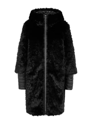 Marc Cain Additions - Kapuzenmantel aus Fake Fur black new - Gr. - 38