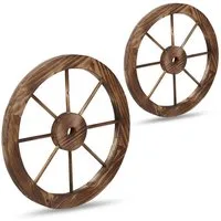 relaxdays Schubkarren-Rad Wagenrad aus Holz 2er Set