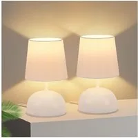 Nettlife Tischleuchte Beige Stoff mit Kabel Nachttischlampe Schlafzimmer Modern Bett, mit Kabel, ohne Leuchtmittel, Klein Schreibtischlampe für Wohnzimmer Büro Bett Tisch Fenster Hotel