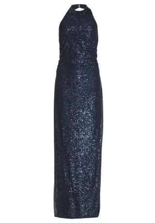 SWING - Figurbetontes Abendkleid aus elastischer Paillette mit amerikanischem Ausschnitt navy - Gr. - 38