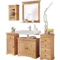 Clever-Moebel Badmöbel-Set 5 tlg Badmöbel Set aus Kiefernholz im Landhausstil gelaugt
