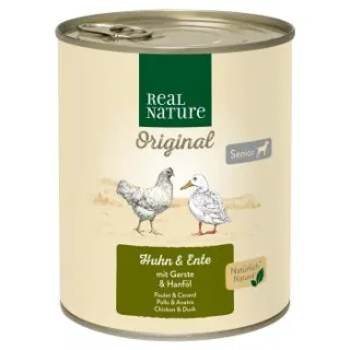 REAL NATURE Nassfutter Hund, Senior, Huhn und Ente 6x800 g