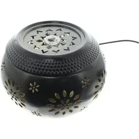 Dekoleidenschaft Gartenbrunnen "Blüten" Tischbrunnen aus Metall schwarz, Brunnen mit LED Beleuchtung, Springbrunnen Ø 15 x 10 cm, Outdoor Gartenbrunnen