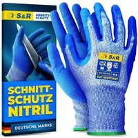 S&R Schnittschutzhandschuhe Schnittfeste Schutzhandschuhe 1 Paar mit Nitrilbeschichtung in XL / 10 (2-St) Anti-Rutsch Arbeitshandschuhe für Montage, Bauen, Restauration