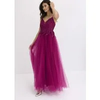 bonprix Abendkleid für festliche Anlässe, aus Tüll mit Spitze, figurbetont, Maxi-Länge