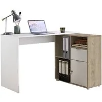BMG Möbel Eckschreibtisch LENI (Schreibtischplatte mit Regal), Breite 110 cm, spiegelverkehrt montierbar, abschließbare Tür