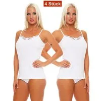 Cocain underwear Unterhemd Damen Unterhemd Vollachsel Spaghetti weiss schwarz farbig 100 Baumwoll (4-St., 4er Pack) auch als Top geeignet