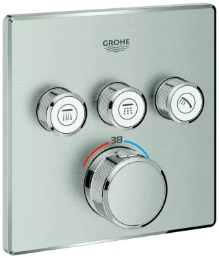 GROHE Thermostat Grohtherm SmartControl 29126 eckig FMS 3 ASV supersteel, 29126DC0 29126DC0
