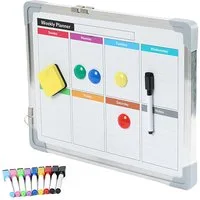 relaxdays Memoboard Whiteboard mit Zubehör, Beidseitig magnetisch