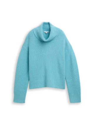 Tom Tailor - Oversize Rollkragenpullover tropical teal melange - Gr. - S