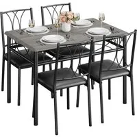 GarveeMore Essgruppe 5-teiliges Esszimmer-Set aus Holz für 4 Personen, Tisch 110 cm Rechteckiger Esstisch, 4 Stühlen mit hoher Belastbarkeit