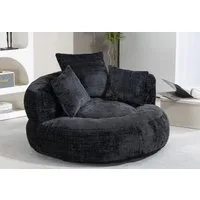 LVHOM Sitzsack 108x108x52cm Chenille Premium Sofa mit 3 extra Kopfkissen (Kuschelig & Atmungsaktiv, Einzelsitzer-Lounge, komplett komprimiert geliefert. Perfekt für Ruhe, Lesen, Gaming & Nickerchen. Ideal für Wohnzimmer, Schlafzimmer, Spielzimmer & O