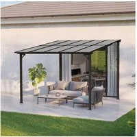 HOME DELUXE Terrassendach aus Aluminium ECO - Größenauswahl, BxT: 300x300 cm, Bedachung Hohlkammerstegplatten, Aluminiumgestell, einfache Montage, Terrassendach