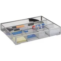 relaxdays Organizer Schreibtischorganizer Metall groß, silber