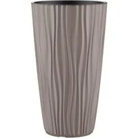 Engelland Blumentopf Pflanztopf mit herausnehmbarem Einsatz & Bewässerungssystem (1 St., robuster PP-Kunststoff), Wasserspeicher, Rillenoptik, hoch, rund, modern, UV-resistent