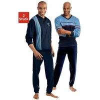 le jogger® Pyjama (Packung, 4 tlg., 2 Stück) Schlafanzug für Herren in langer Form