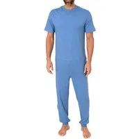 Normann Pyjama Herren Pflegeoverall kurzarm mit langen Bein + Rücken Reißverschluß