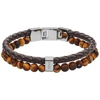 Fossil Armband Schmuck Geschenk Edelstahl Leder VINTAGE CASUAL, mit Tigerauge
