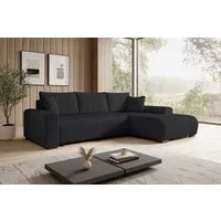 storez24 Ecksofa Ellen, mit Bettkasten und Schlaffunktion, Cordstoff, L-Form, bequem