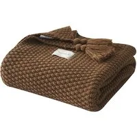 Wohndecke Kuscheldecke Gestrickte Strickdecke,Sofadecke,Tagesdecke, BTTO, Quasten,Weich,Warm,für Bett Sofa und Couch