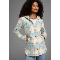 KangaROOS Fleecejacke mit bedrucktem Karo Muster, weite Passform, Übergangsjacke