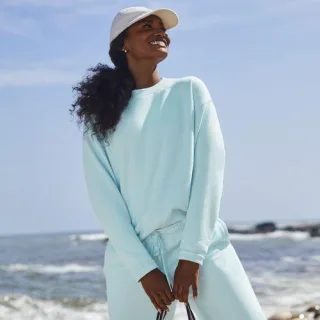 Sweatshirt SERIOUS SWEATS, Damen,  Blau, Elasthan/Baumwoll-Mischung/Polyester-Mischung, by Lands' End