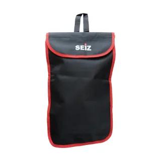 Handschuhtasche | SEIZ | Aufbewahrung von Einsatz- und THL-Handschuhen | schwarz/rot | Klettverschluss |  Mesh-Material | ca. 40x23x7 cm