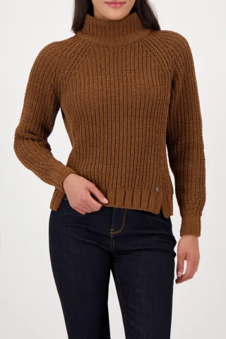 monari - Strickpullover mit Stehkragen whisky - Gr. - 42