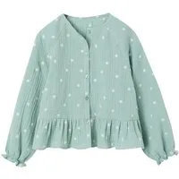 vertbaudet Langarmhemd Musselinbluse Mädchen mit Knopfverschluss