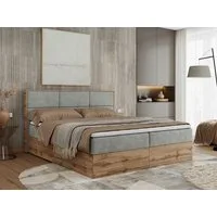 MKS MÖBEL Boxspringbett ALBERO 2 (Packung, Set, Polsterbett, T30-Schaum, Topper T25/Visco, Zwei Bettkästen), Doppelbett, mit Möbelplatten, Multipocket-Matratze, mit Kopfstütze
