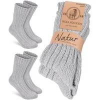 BRUBAKER Socken Wollsocken - Wintersocken für Damen und Herren - Warm und Flauschig (2-Paar) Stricksocken Set mit Schafwolle - Winter Thermosocken