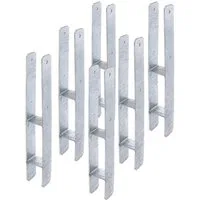 siwitec Pfostenträger 6 x H-Pfostenträger 600 x 71 mm, Materialstärke 5 mm, feuerverzinkt, P, für Holzpfosten im Außenbereich, zum Einbetonieren